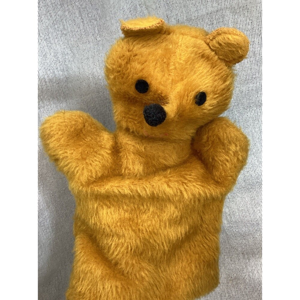 Vintage Handmade Winnie The Pooh Style Hand Puppet Felt Eyes Pom Pom Nose